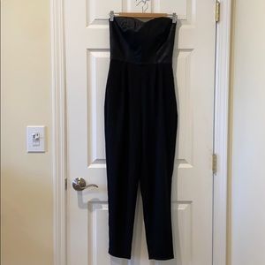 Faux Leather Strapless Jumpsuit